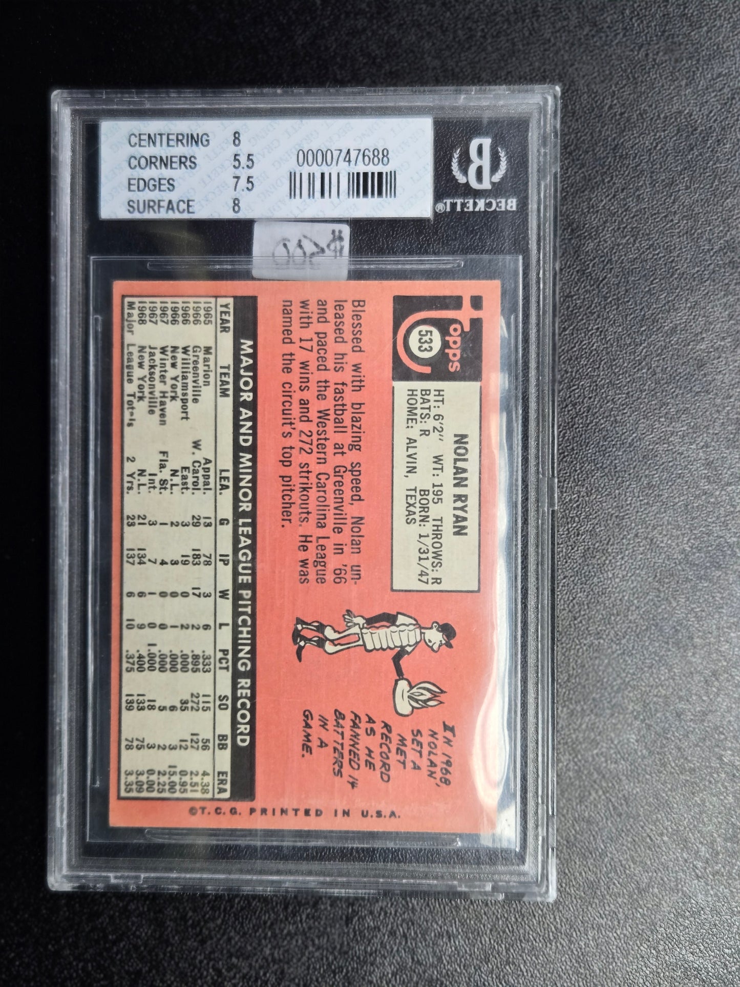 1969 Topps #533 Nolan Ryan