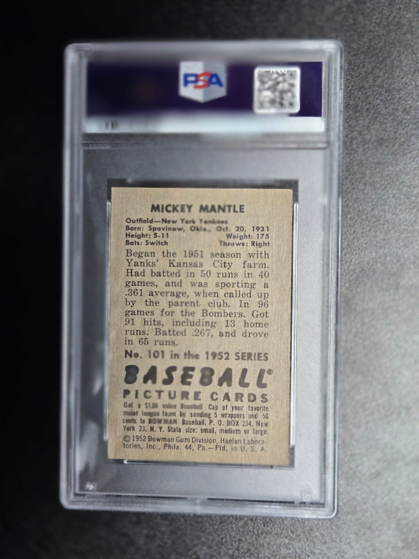 1952 Bowman #101 Mickey Mantle