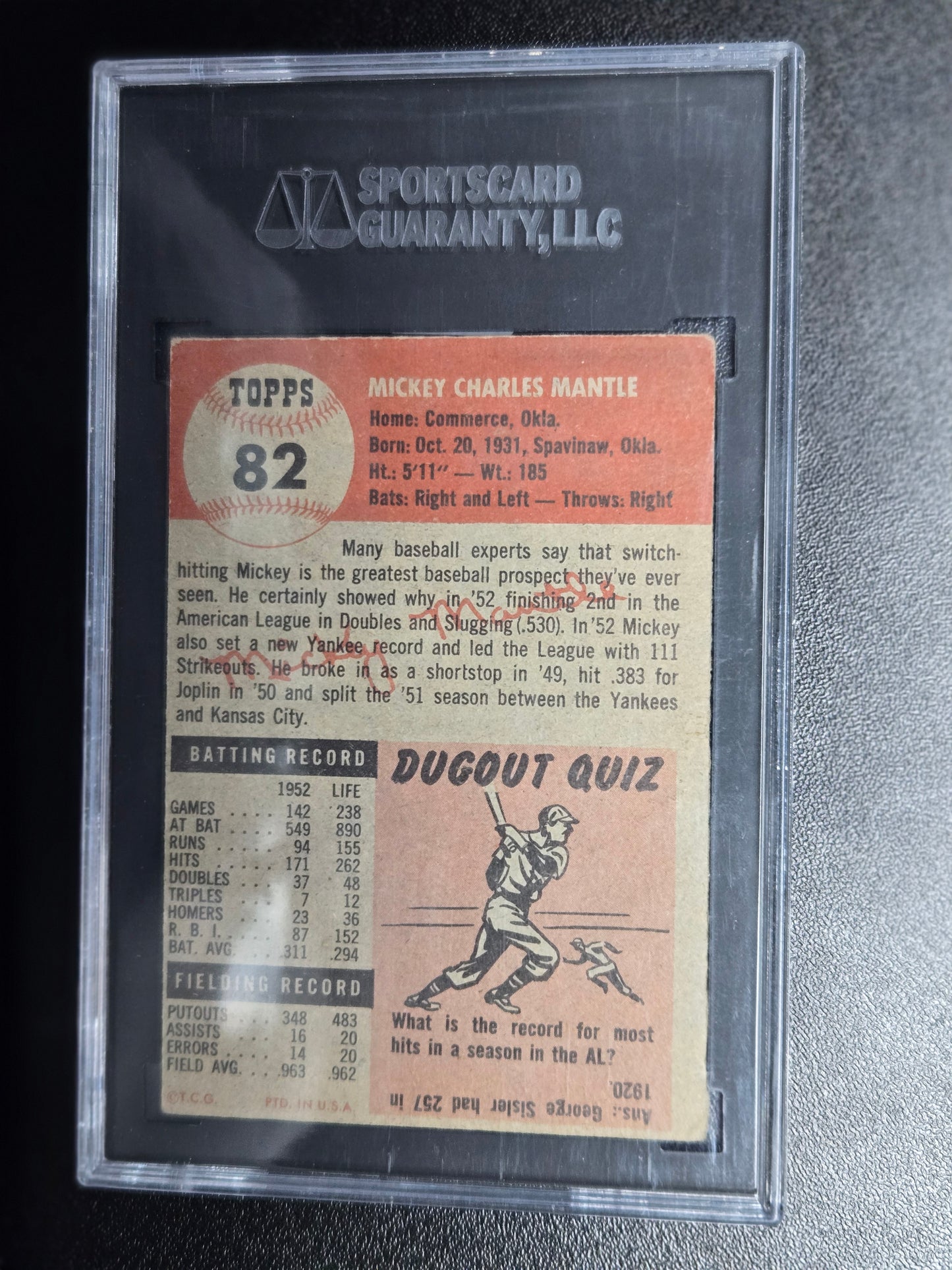 1953 Topps #82 Mickey Mantle