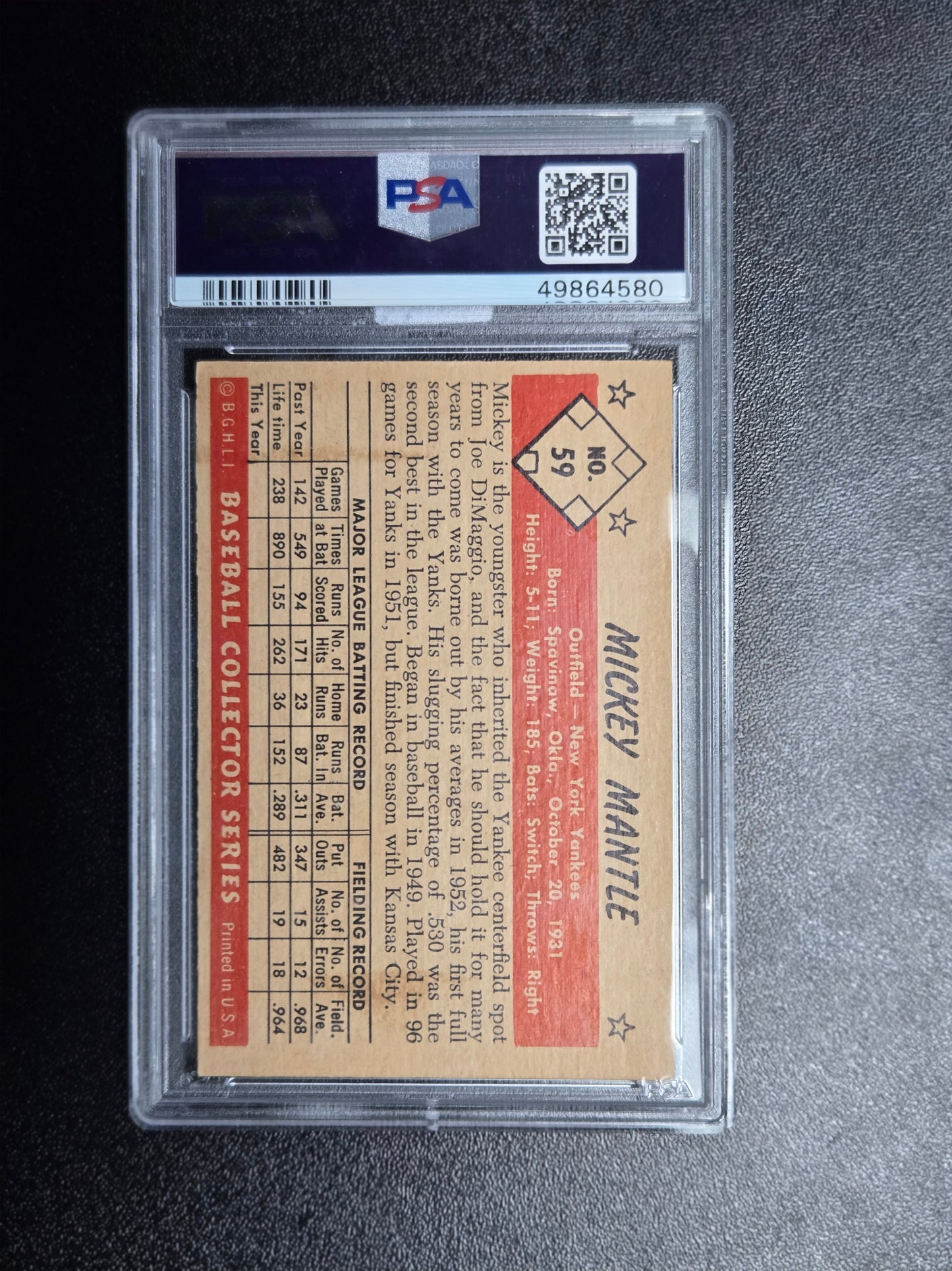 1953 Bowman Color #59 Mickey Mantle