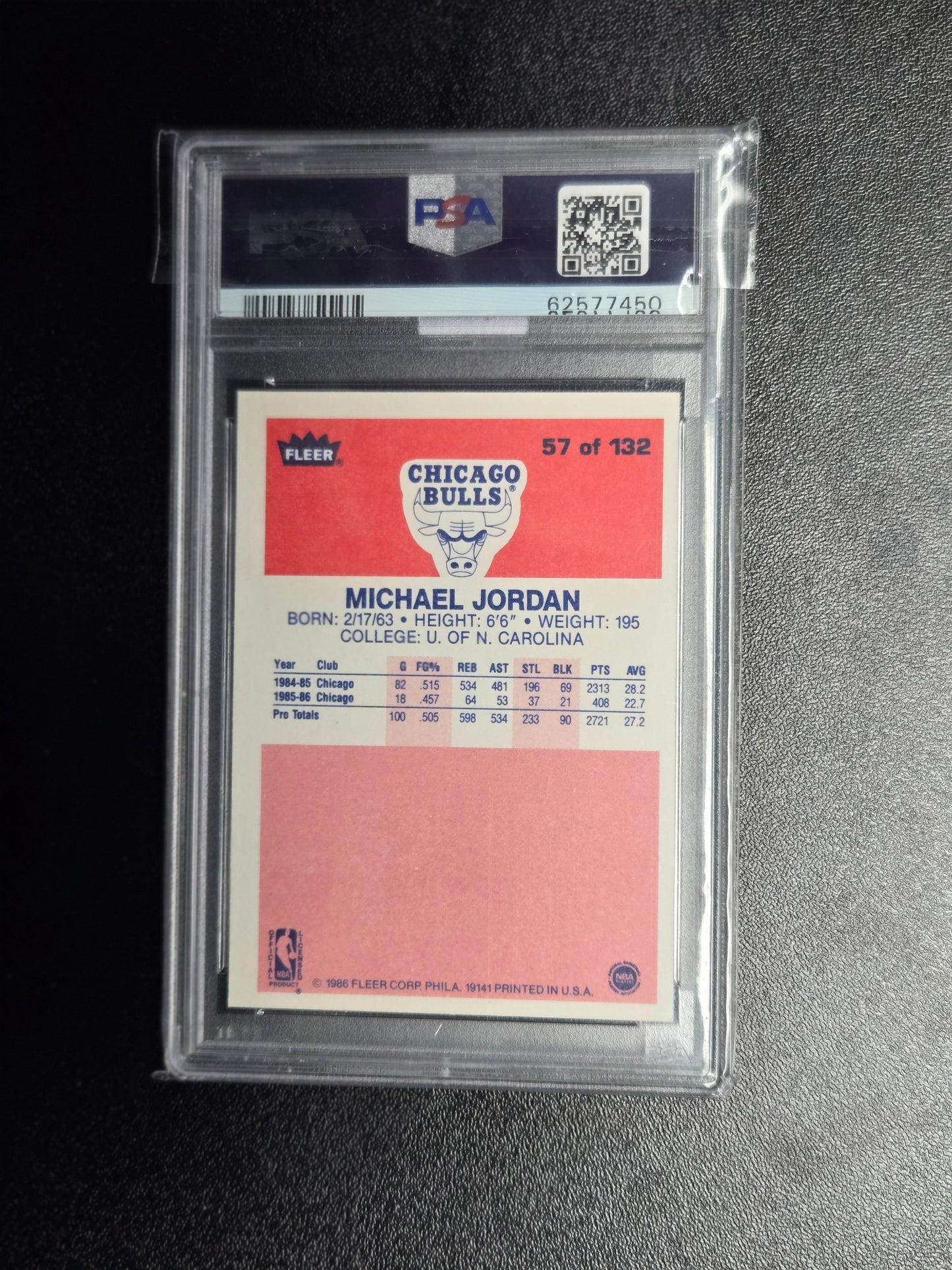 1986 Fleer #57 Michael Jordan