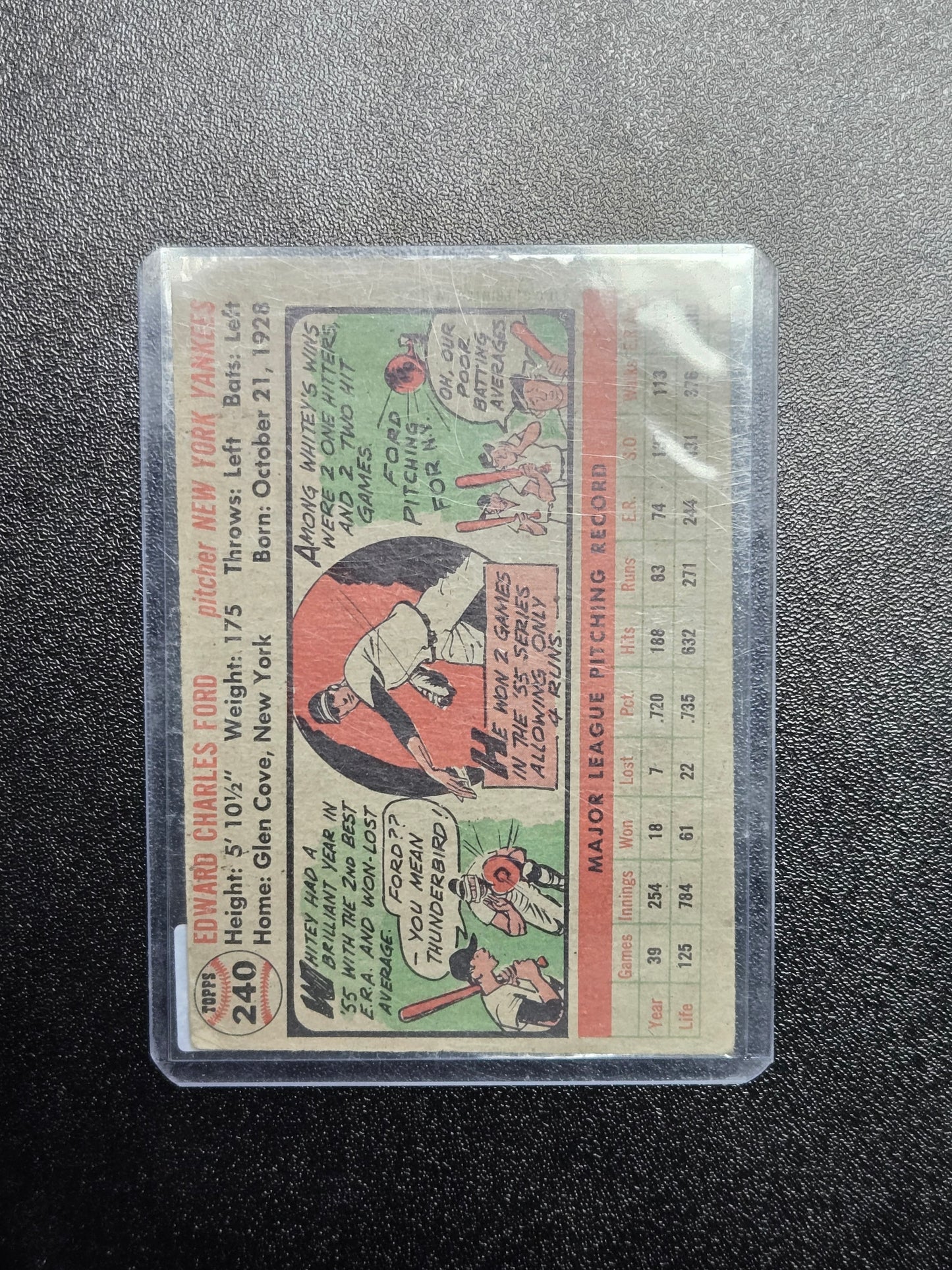 1956 Topps Baseball Whitey Ford #240