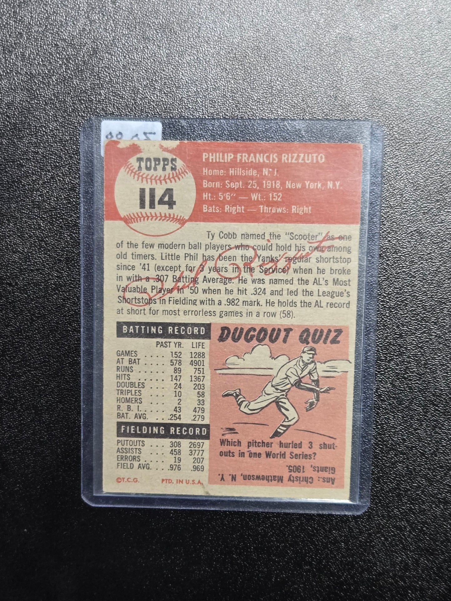 1953 Topps - #114 Phil Rizzuto