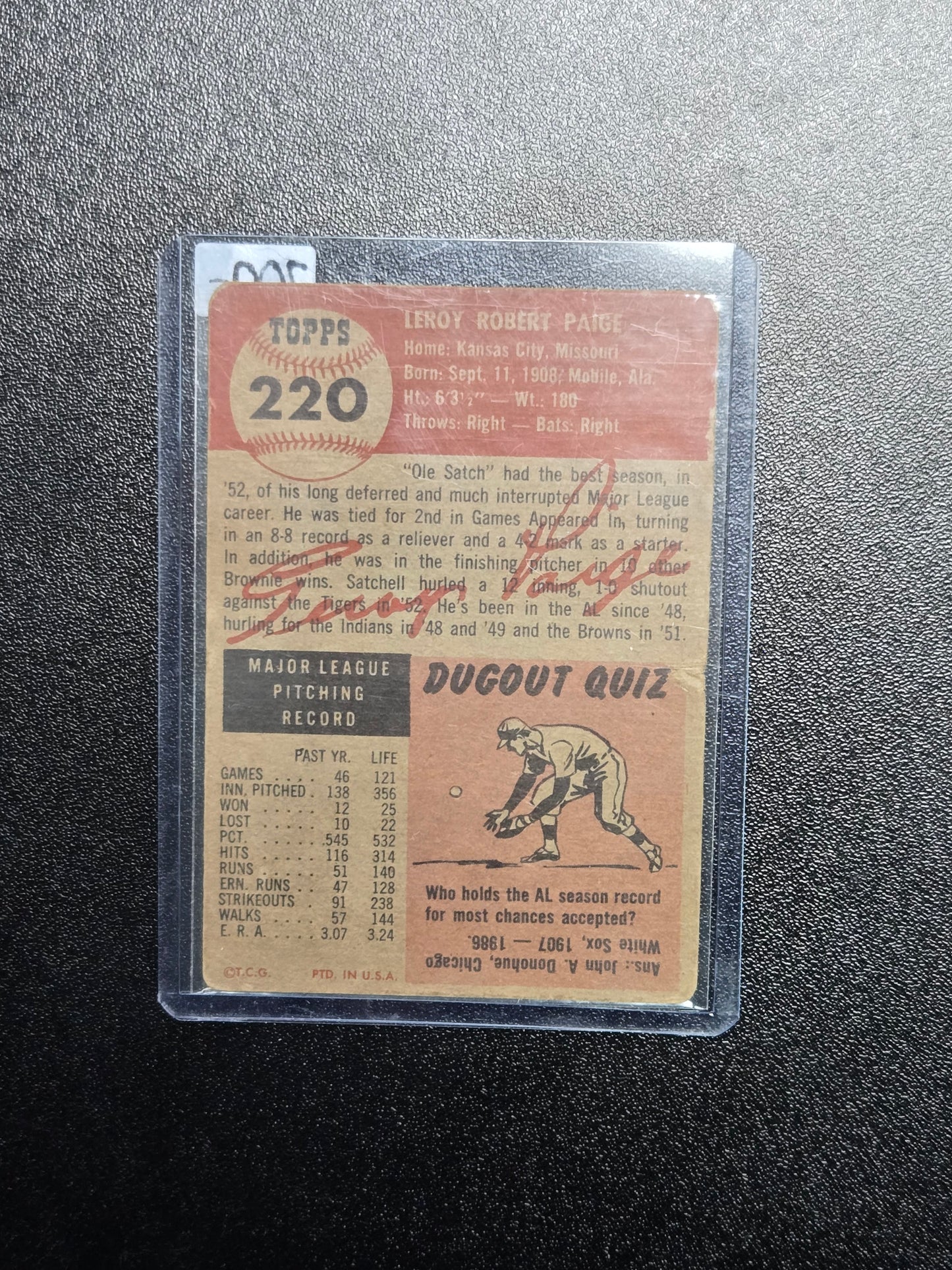 1953 Topps #220 Satchell Paige