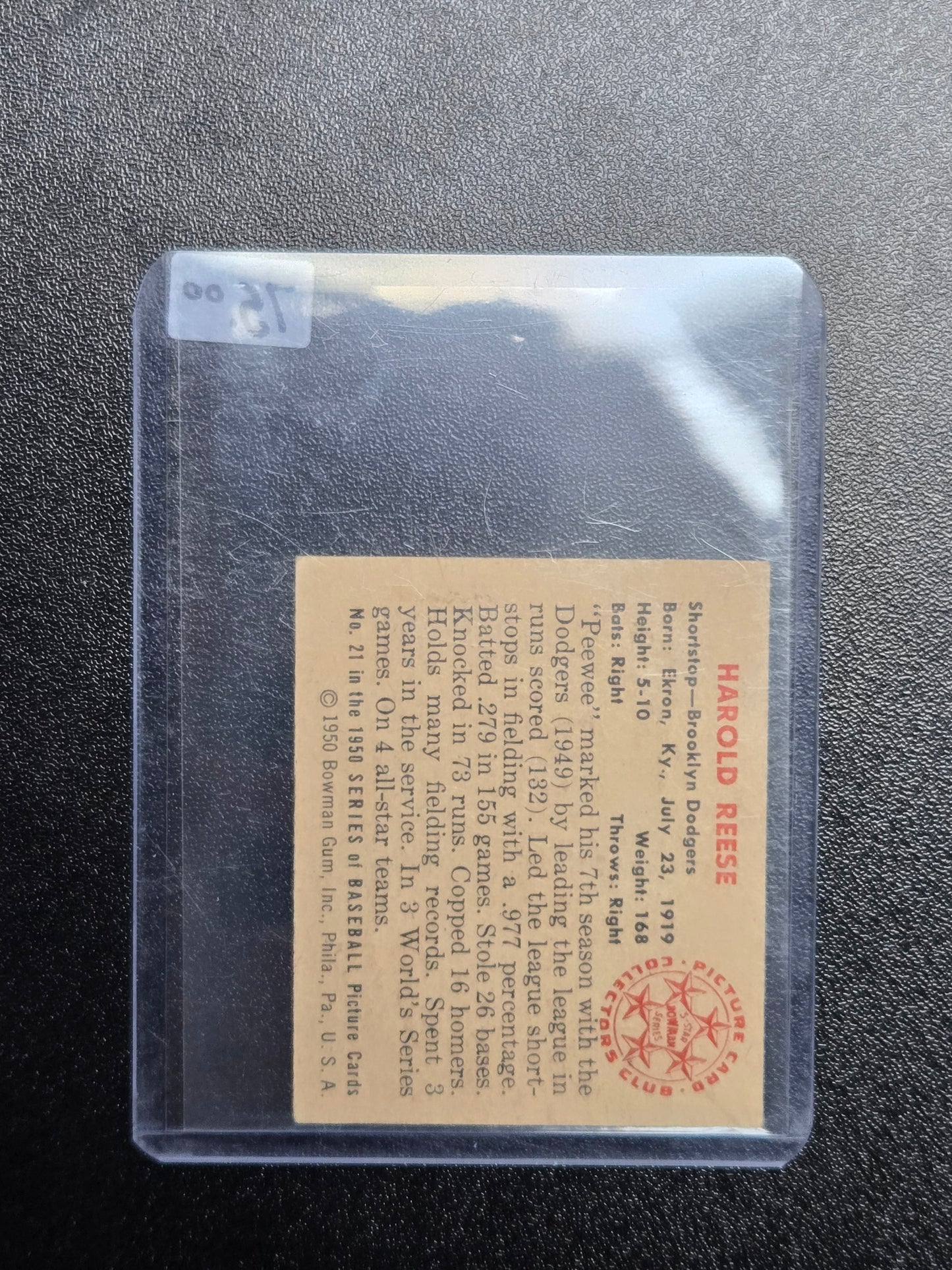 1950 BOWMAN HAROLD "PEE WEE" REESE #21