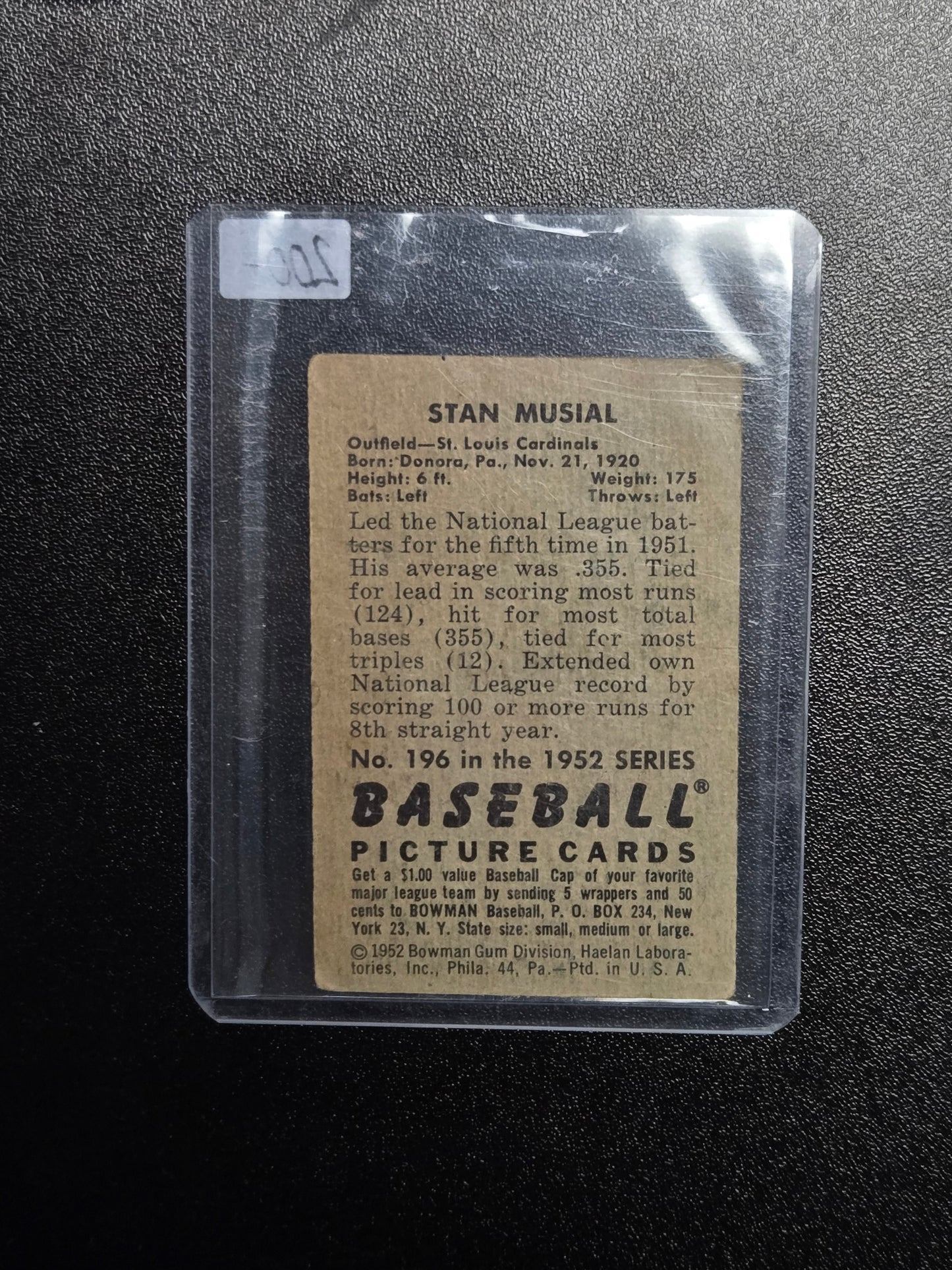 1952 Bowman Stan Musial #196