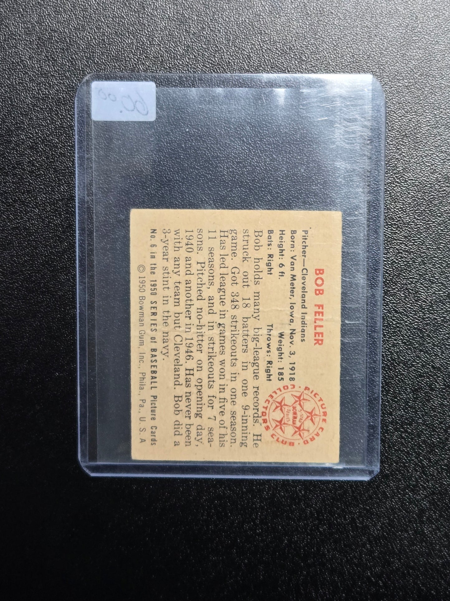 Bob Feller 1950 Bowman #6