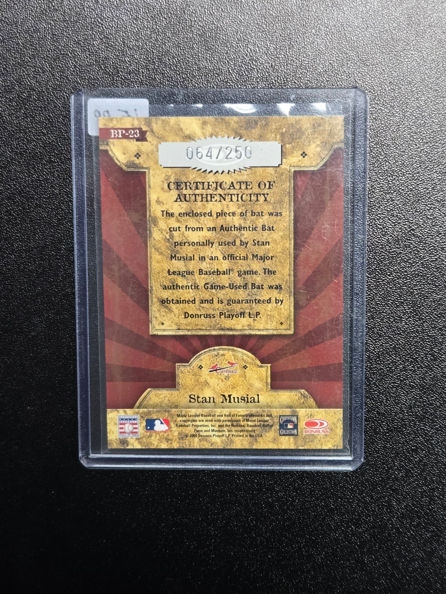 2004 Throwback Threads Blast From the Past #BP-23 Stan Musial Bat 064/250