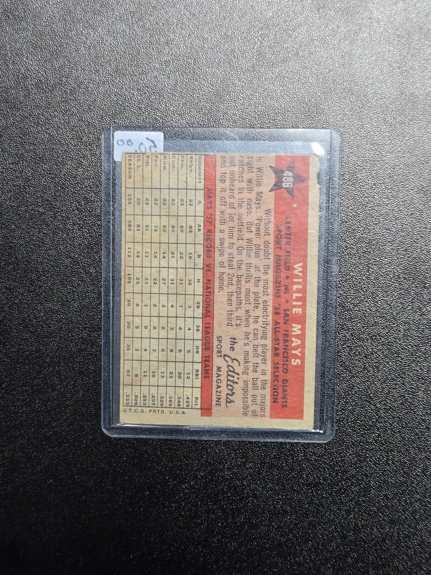 1958 Topps All-Star #486 Willie Mays