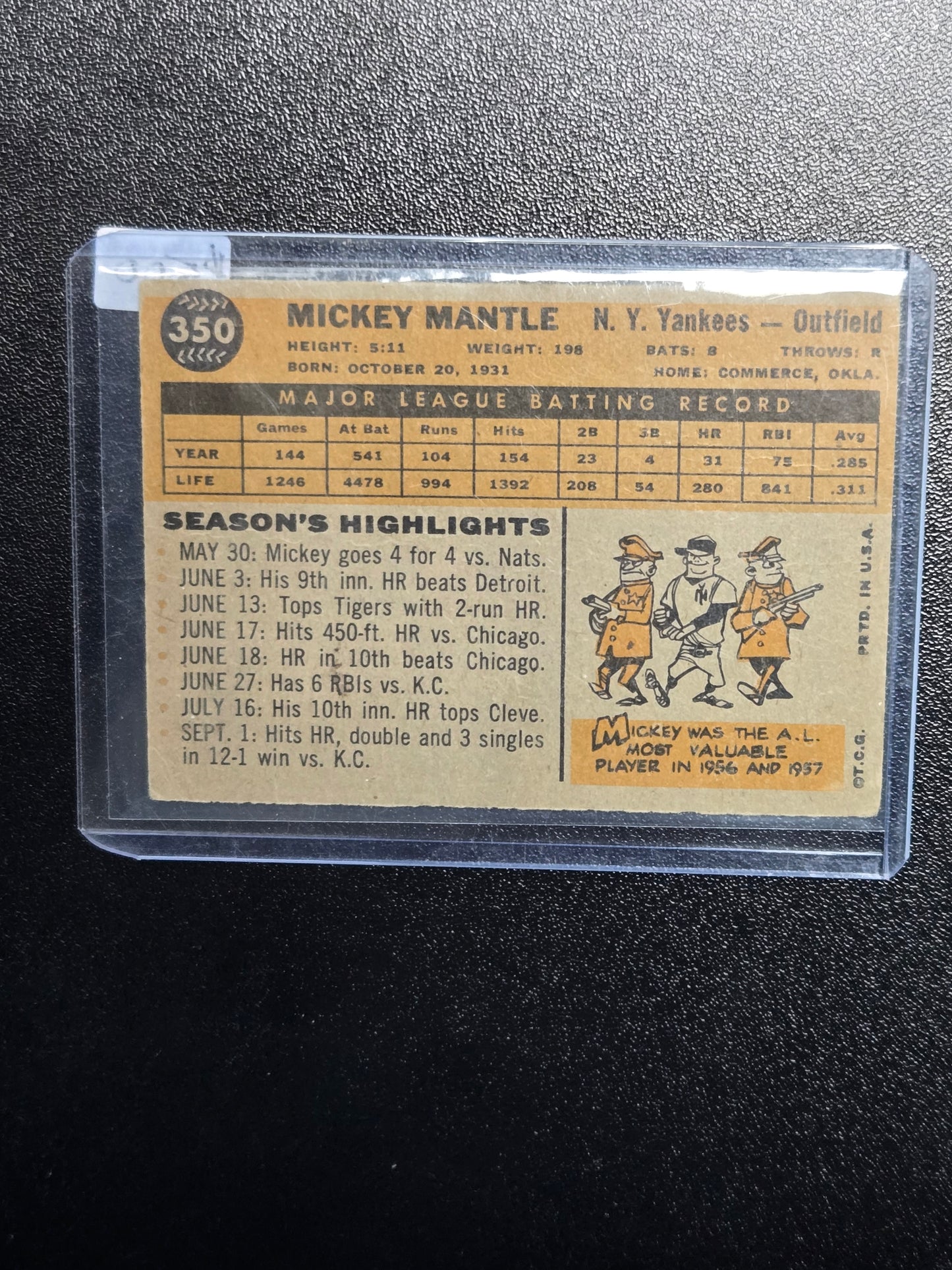 Mickey Mantle 1960 Topps #350