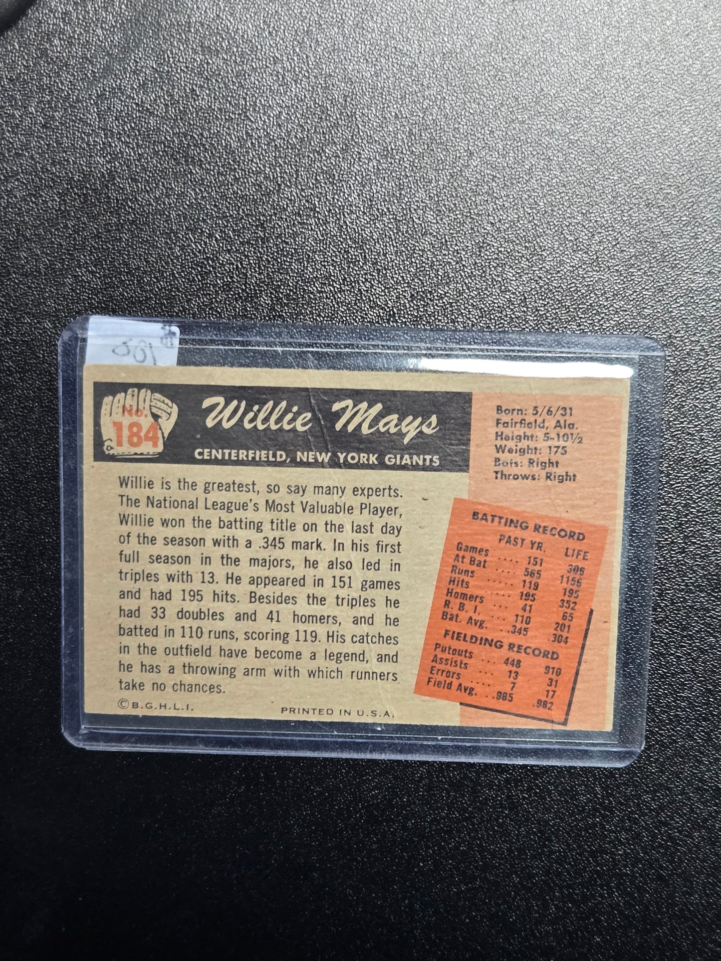 1955 Bowman - #184 Willie Mays