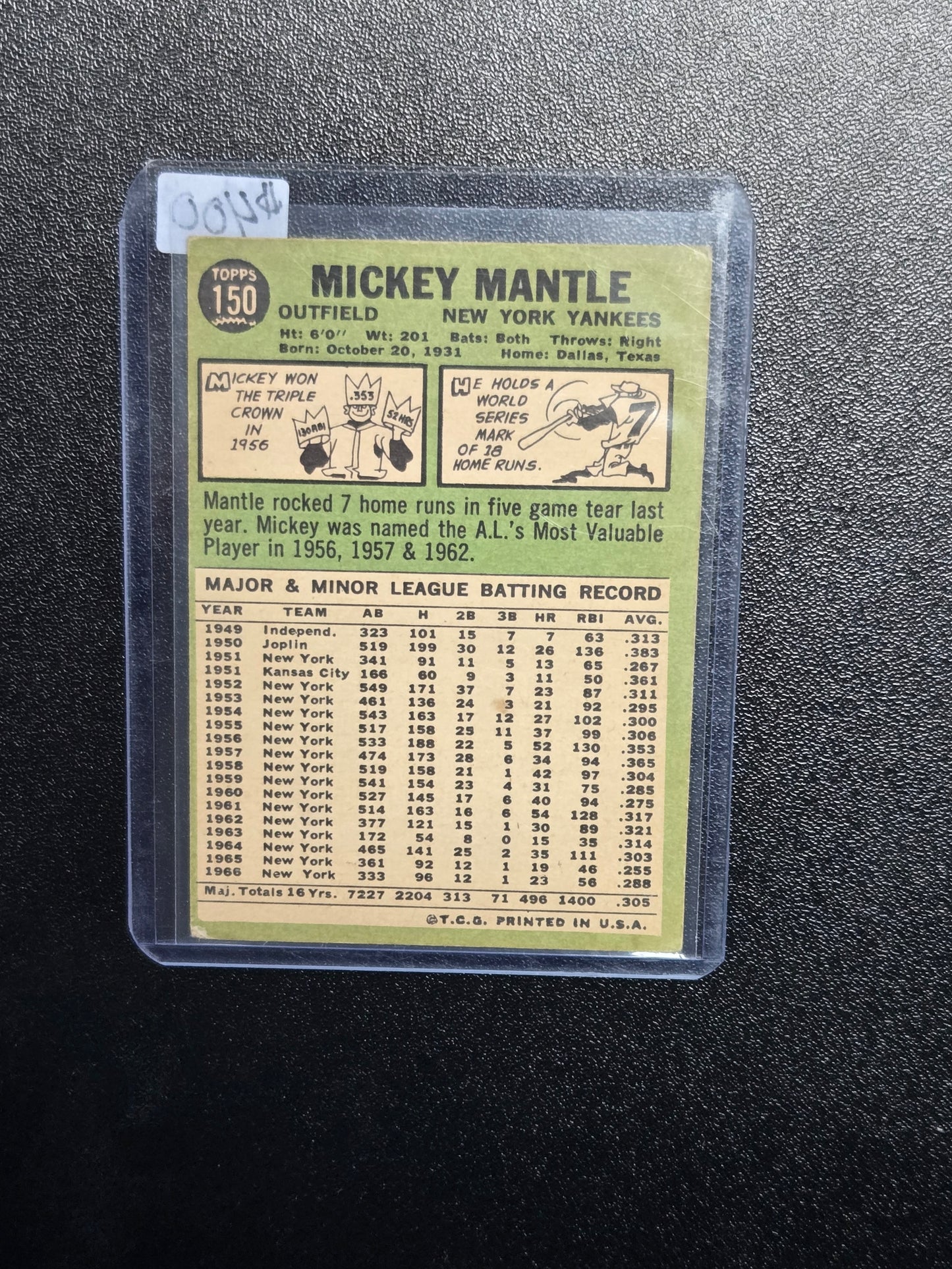 1967 Topps - #150 Mickey Mantle