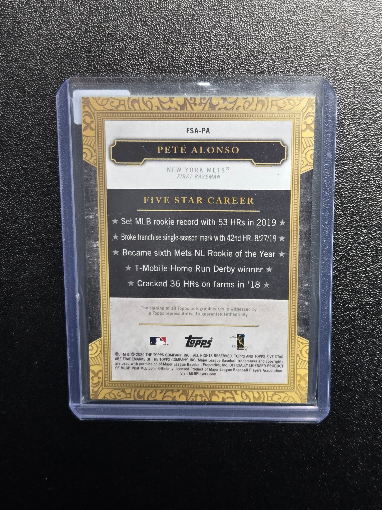 Pete Alonso 2020 Topps Five Star Auto