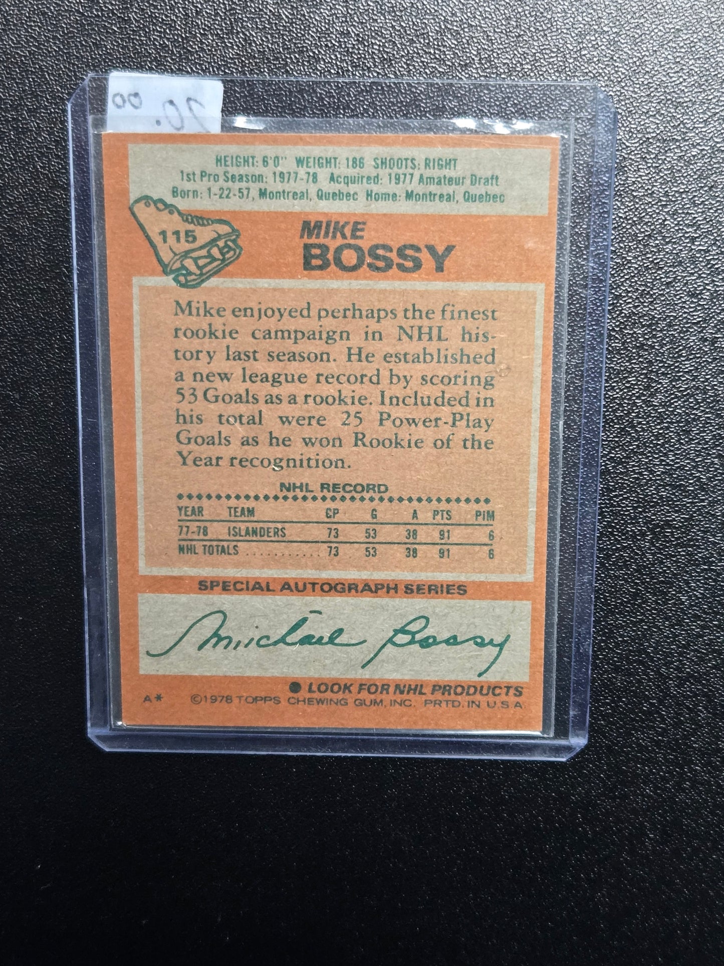 1978-79 O Pee Chee OPC #115 MIKE BOSSY ROOKIE