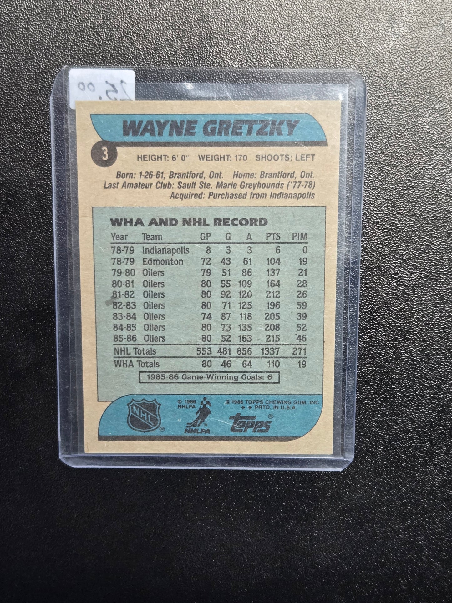 1986-87 Topps Wayne Gretzky #3