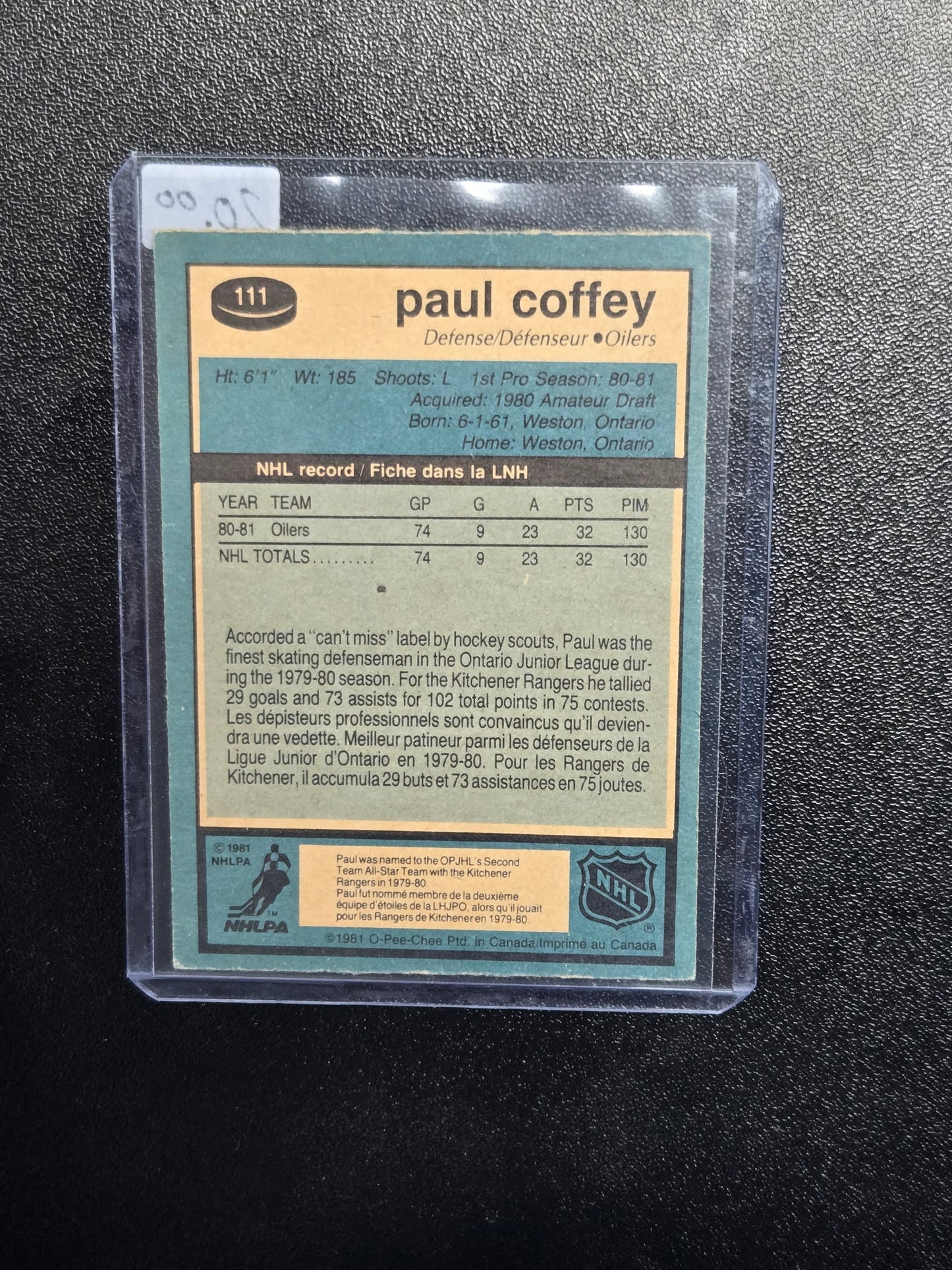 1981-82 OPC Paul Coffey #111