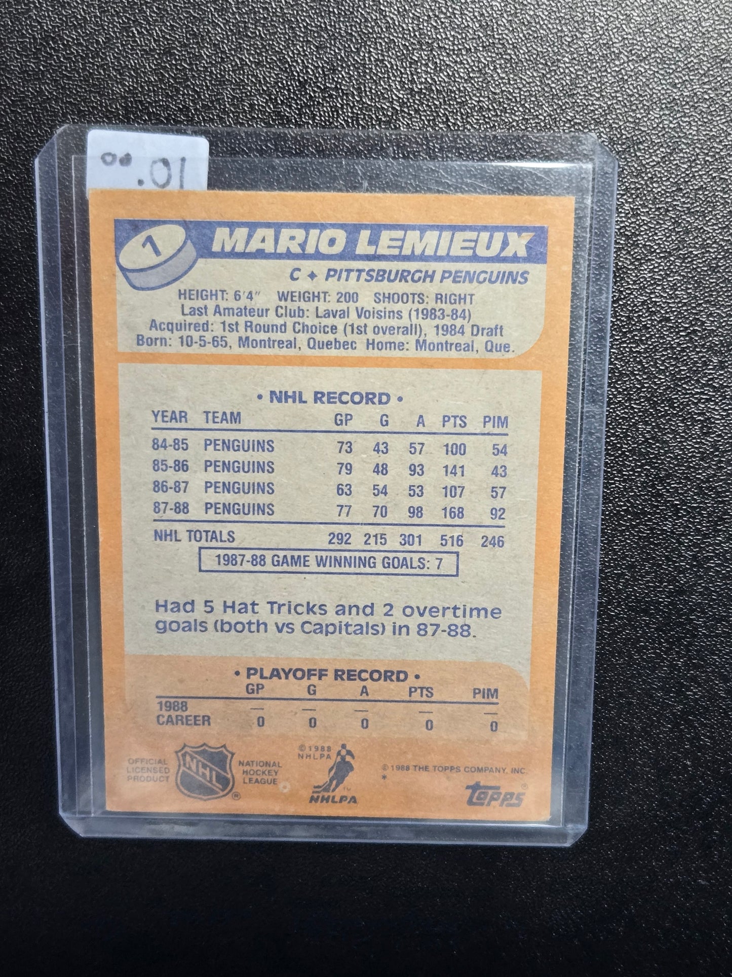 1988-89 OPC Mario Lemieux #1