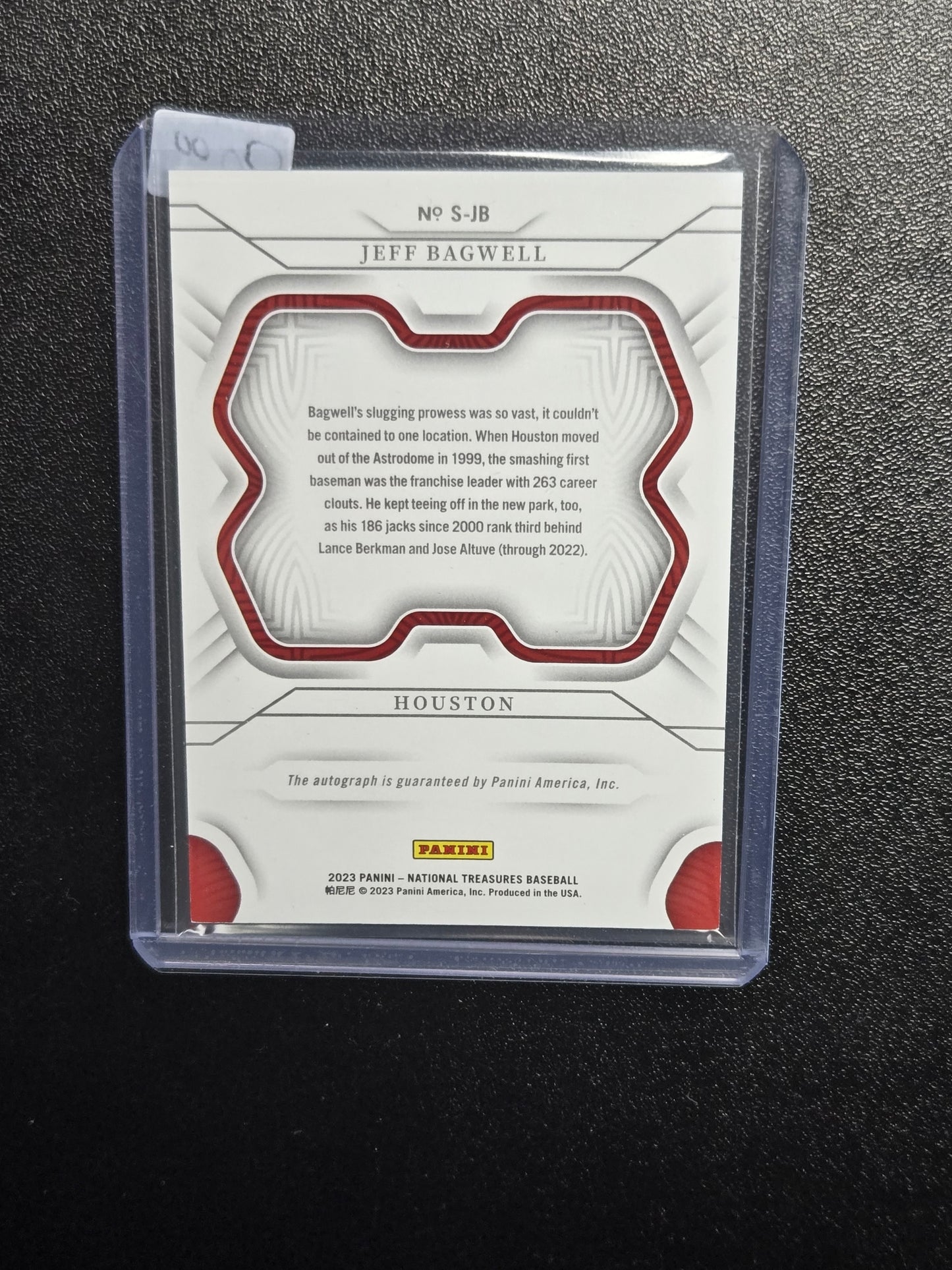 2023 Panini National Treasures Jeff Bagwell Auto 10/25 #S-JB