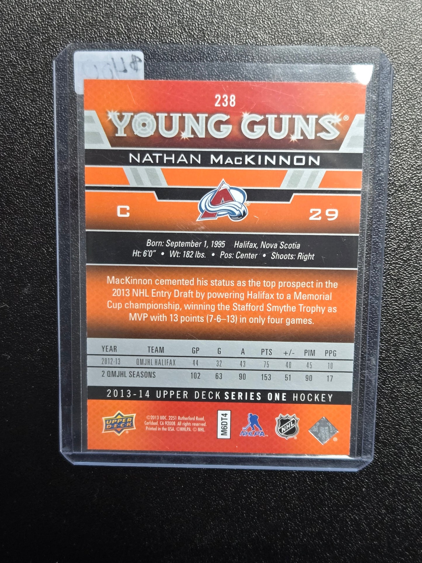 2013-14 UD Series 1 Nathan MacKinnon Young Guns #238