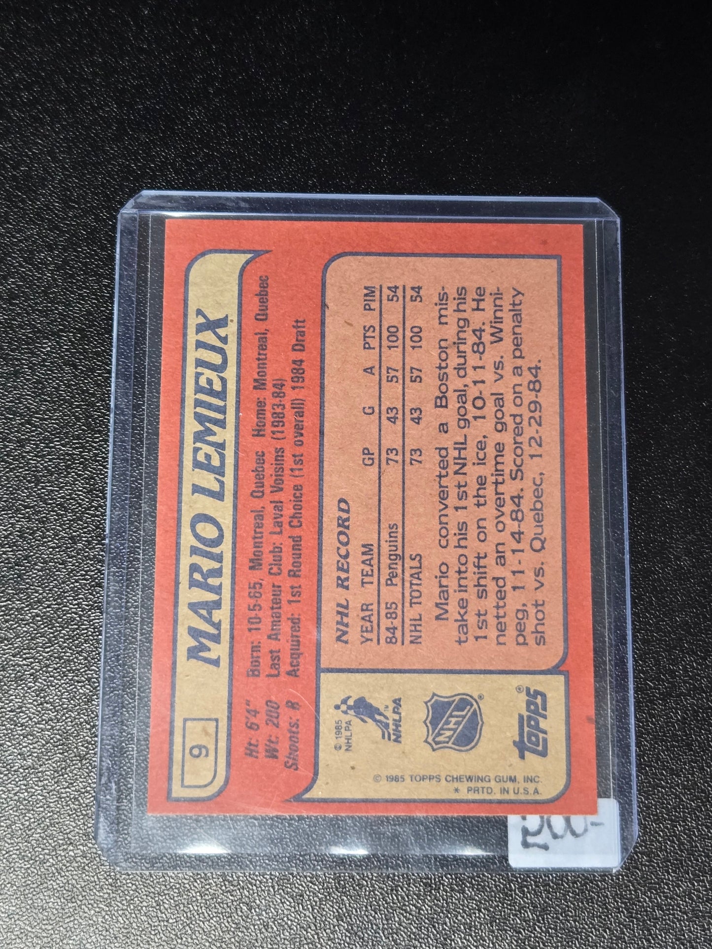 1985-86 Topps Mario Lemieux #9
