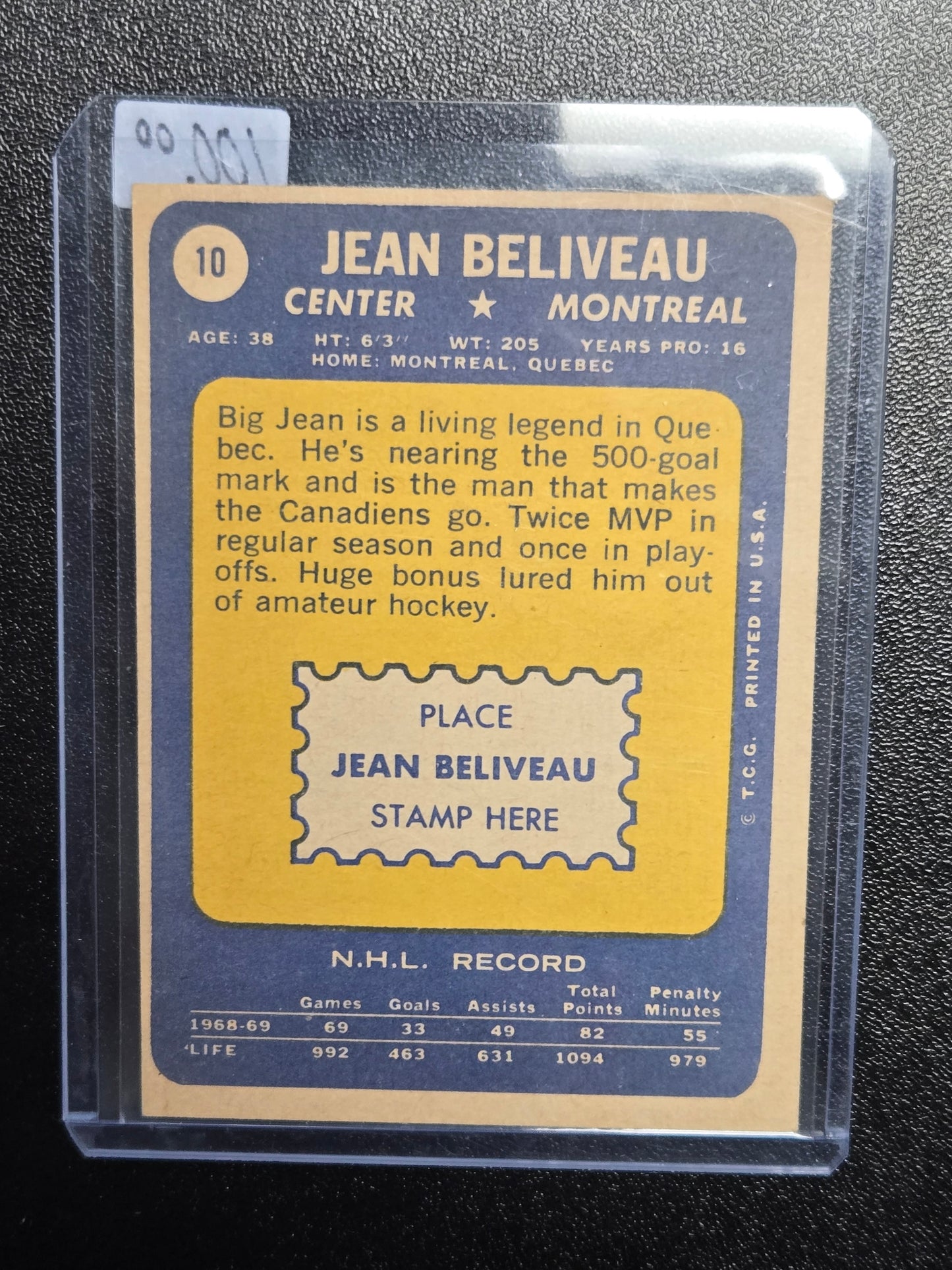 1969-70 OPC Hockey Jean Beliveau #10