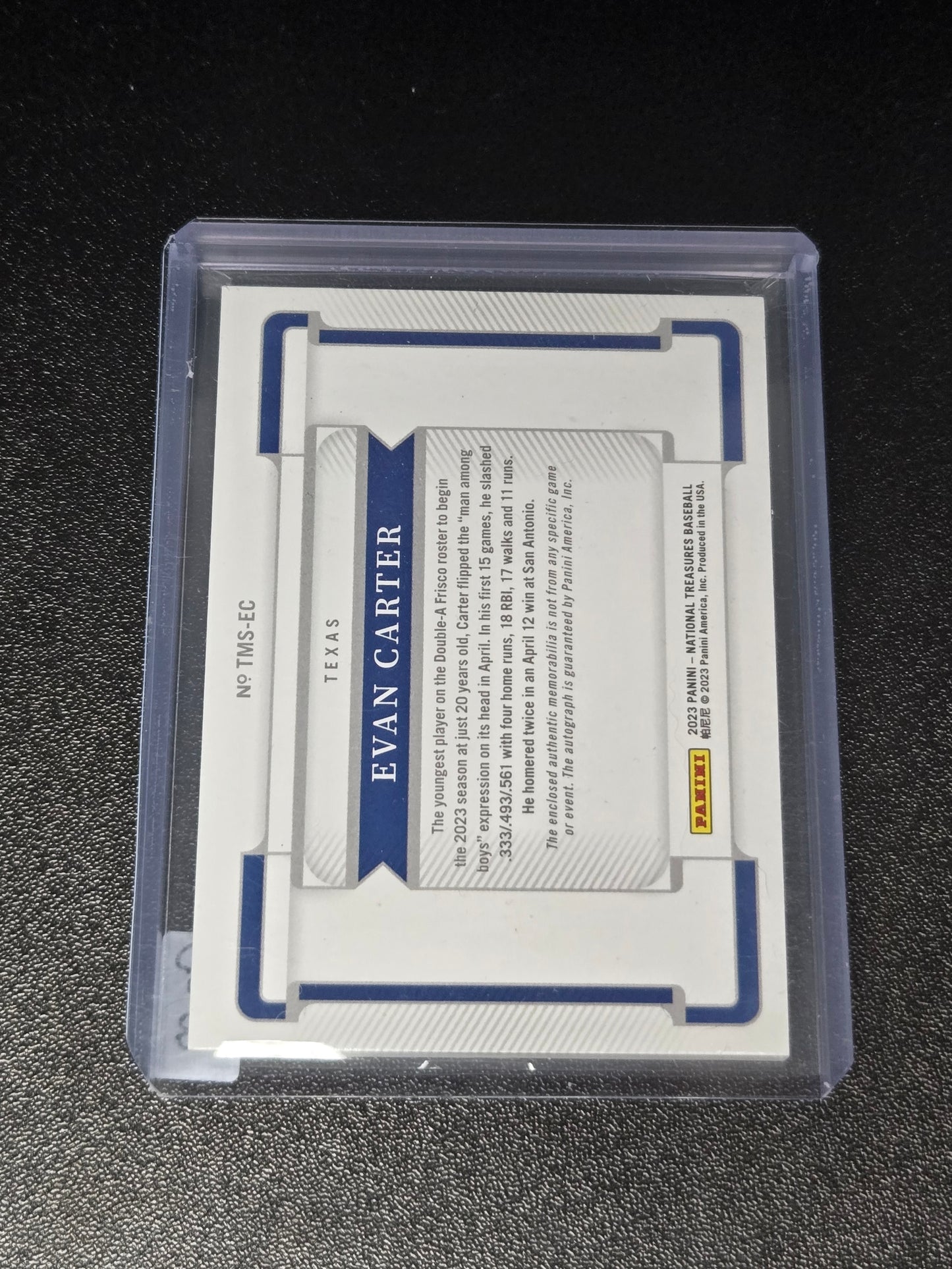 2023 Panini Evan Carter Patch Auto 09/10 #TMS-EC