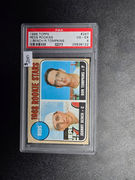 1968 Topps #247 Reds Rookies J. Bench/R. Tompkins