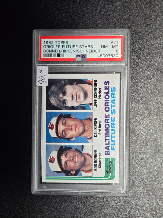 1982 Topps #21 Orioles Future Stars Bonner/Ripken/Schneider