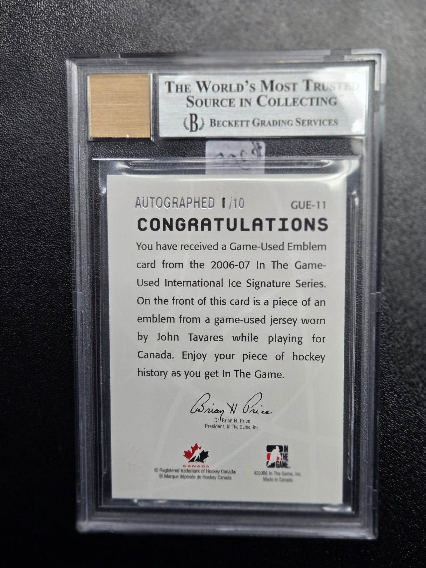 2006-07 ITG International Ice Game-Used Emblem Autographs #GUE11 John Tavares