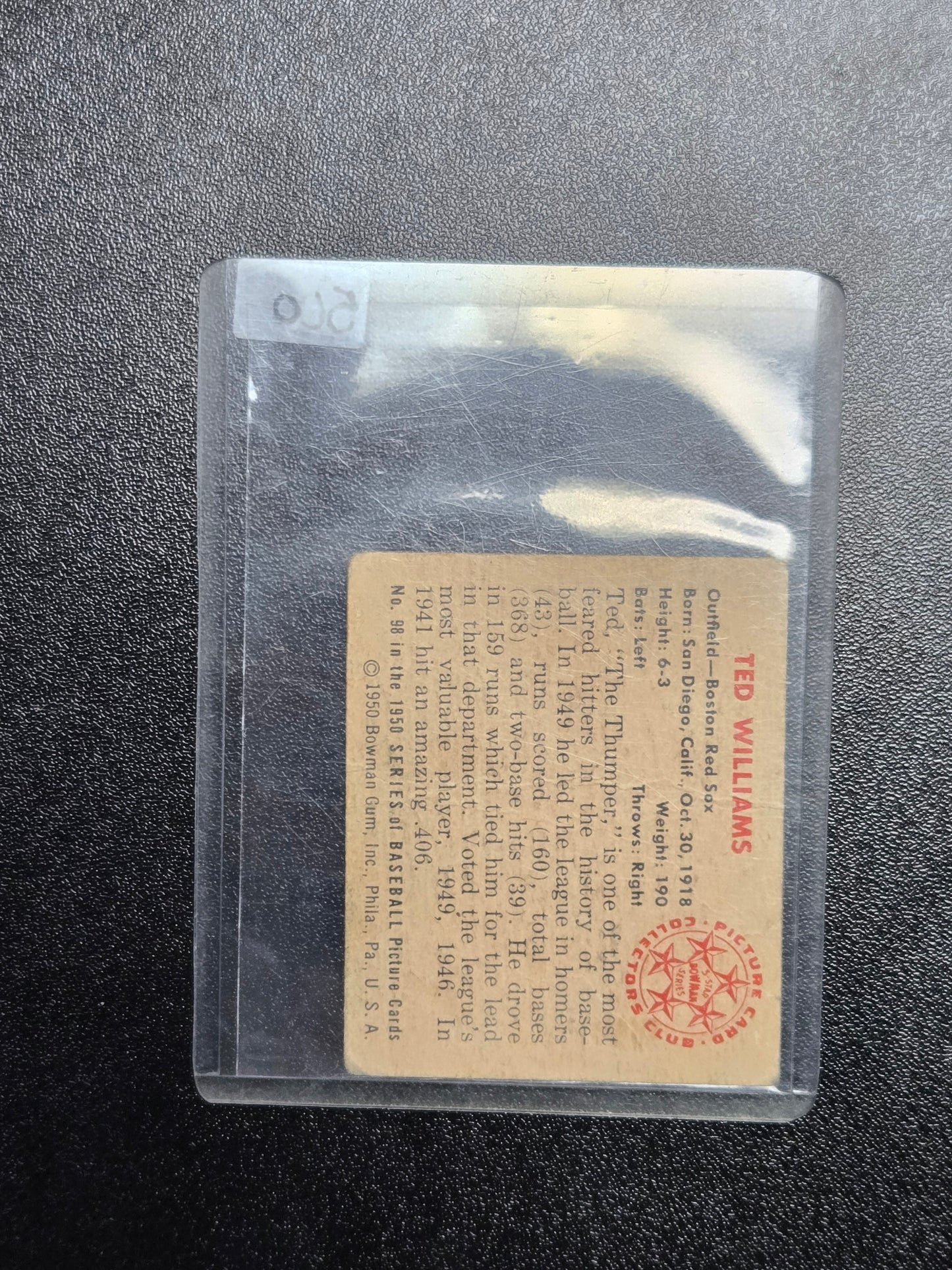 1950 Bowman #98 Ted Williams