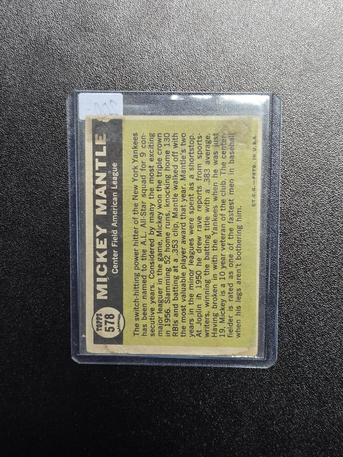 1961 Topps #578 Mickey Mantle