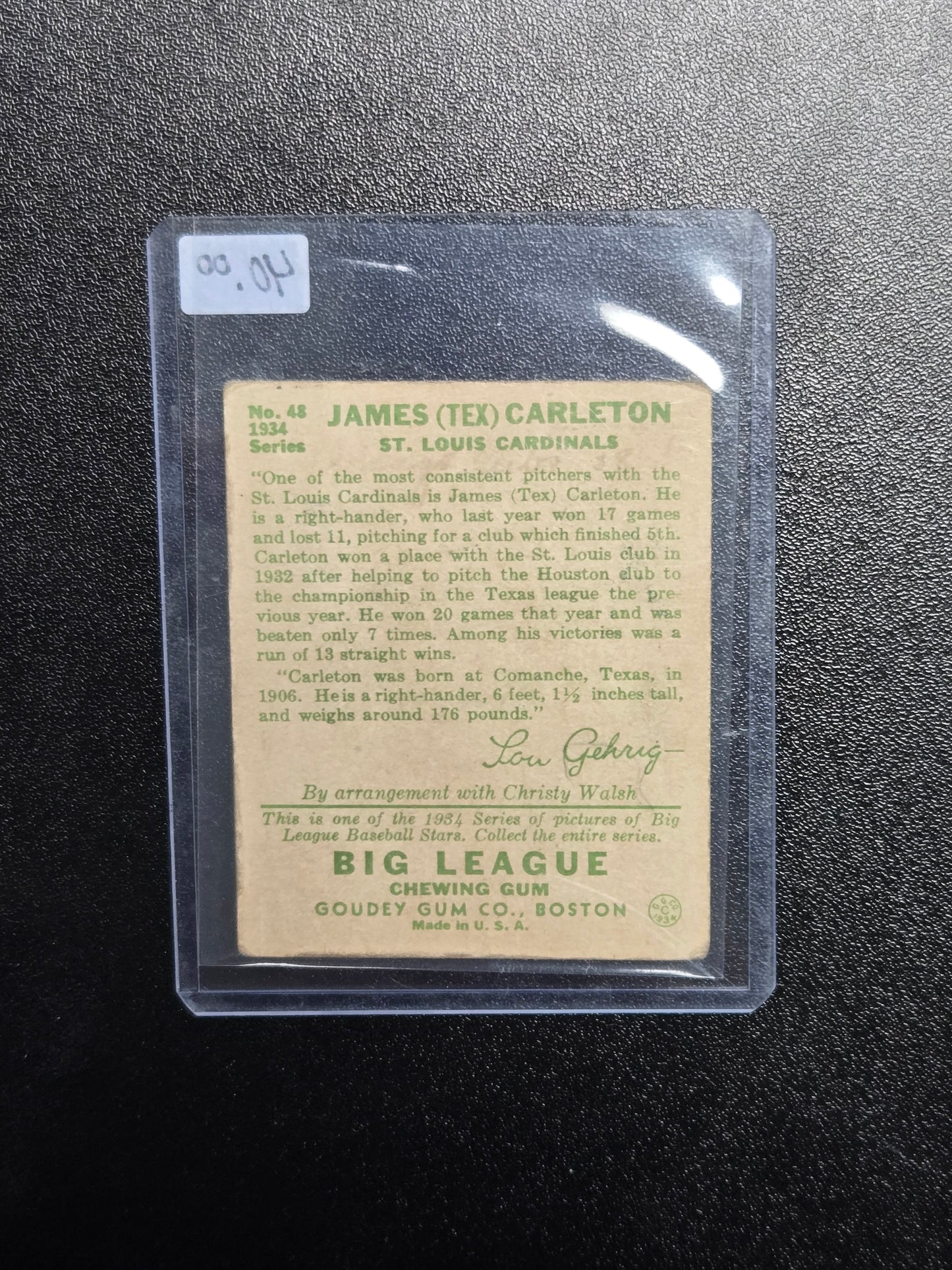 1934 Goudey #48 Tex Carleton