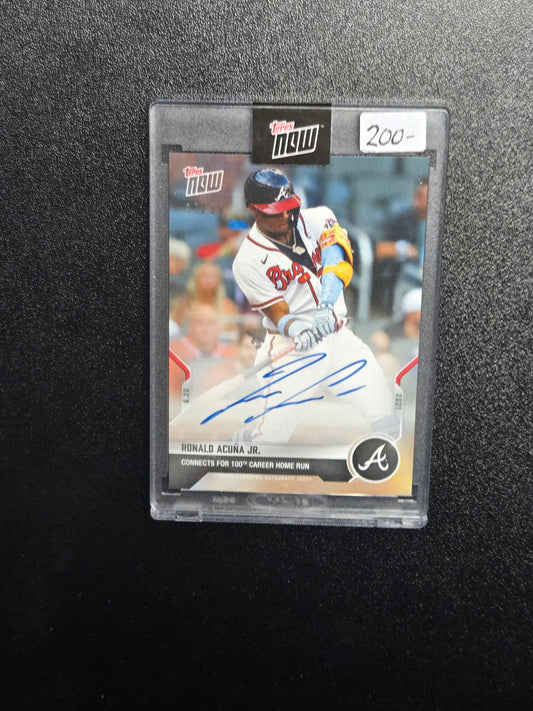 2021 Topps Now #393A Ronald Acuna Jr 100th HR Braves Autograph 97/99