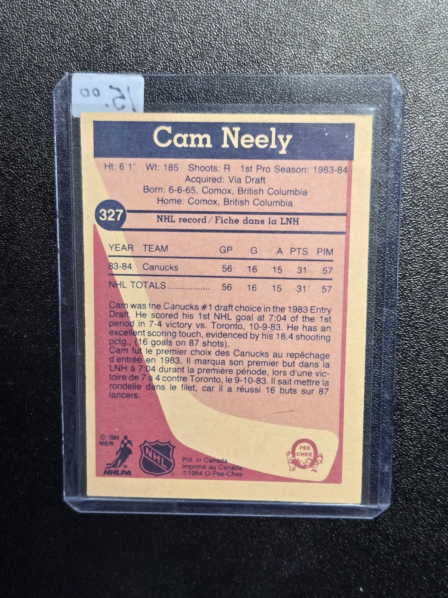 1984-85 OPC Cam Neely #327