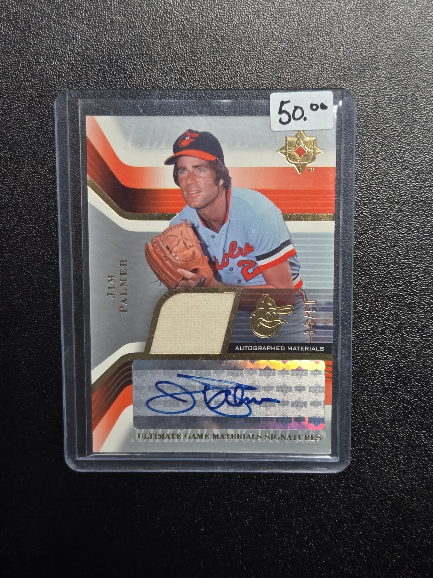 2004 UD Ultimate Collection JIM PALMER Game Materials Signature 16/50