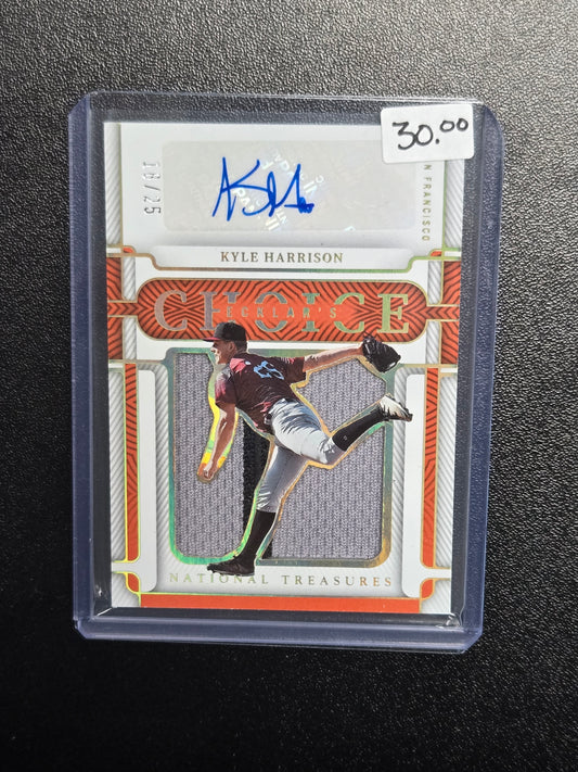 2023 Panini National Treasures Kyle Harrison Patch Auto 18/25 #ECK-KH