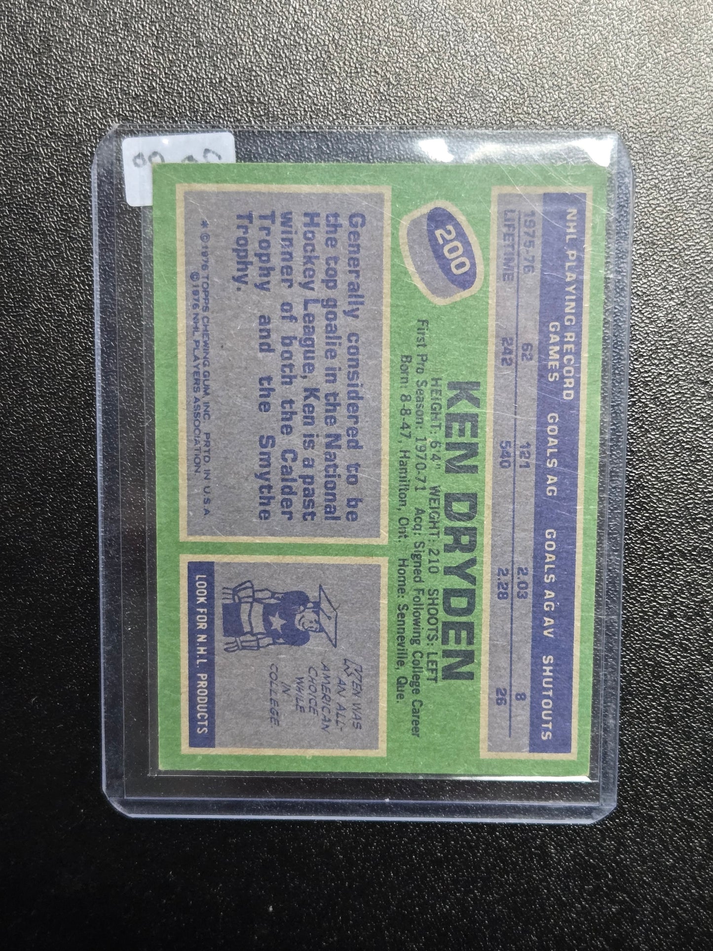 1976-77 Ken Dryden Topps #200