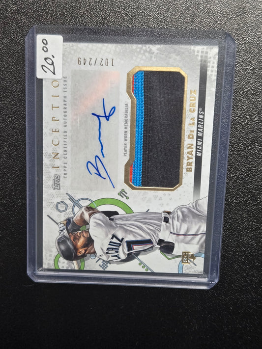 2022 Topps Bryan De La Cruz Patch Auto 102/249 #IAP-BDC